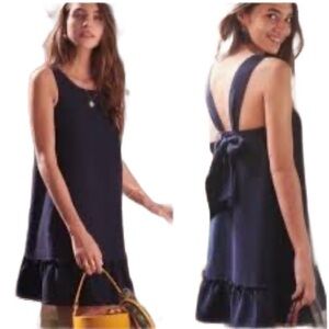 Sézane Mathilde Navy Mini Dress with Ruffle Hem Size 8